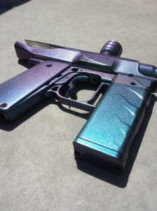 Red blue green paintball gun