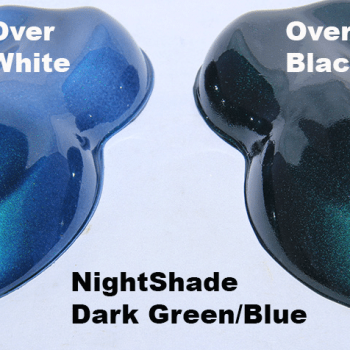 Nightshade Green Blue Candy Paint Pearl over White and over Black