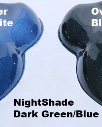 Nightshade Green Blue Candy Paint Pearl over White and over Black