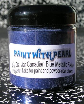 Canadian Blue Metal Flake looks great over many dark base-coats, but we recommend black or blue base.