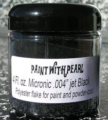 Our Jet Black Metal Flake works great in all solvent based paints, epoxies, and even powder-coats.