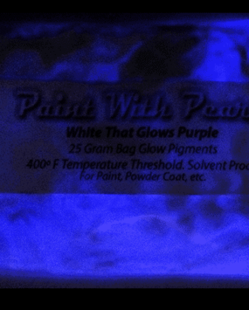 White to purple glow in the dark pigment. Mix into any paint or other coatings.
